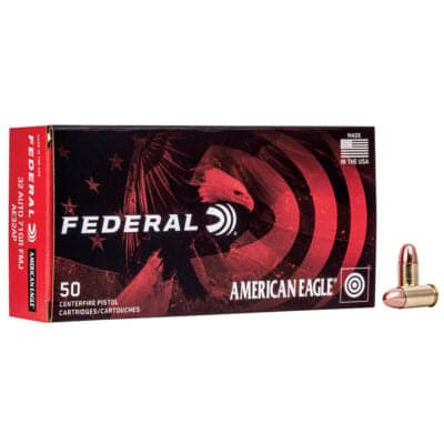 Federal Ammunition AE32AP American Eagle 32 ACP 71 gr Full Metal Jacket (FMJ) Handgun Ammo - 50 Rounds