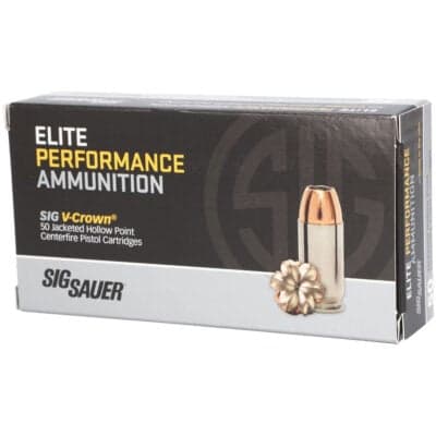 Sig E40SW1-50 Elite Performance V-Crown 40 SW 165gr, Jacketed Hollow Point, 500rd
