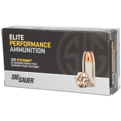 Sig Sauer E40SW2-50 Elite V-Crown 40 S&amp;W 180 gr Jacketed Hollow Point (JHP) Ammo - 500 round case