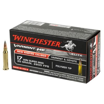 Winchester S17W25 .17 WSM 25gr Polymer Tip Rimfire Ammo - 500 round case