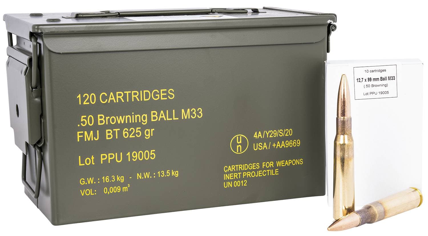 Ppu PPRM50M Rangemaster .50 BMG 625 GR Full Metal Jacket FMJ 120RD Metal Can