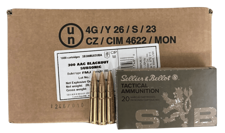 Sb Sellier Bellot 300BLK 200GR FMJ Subsonic Brass Ammunition 1000RD Case