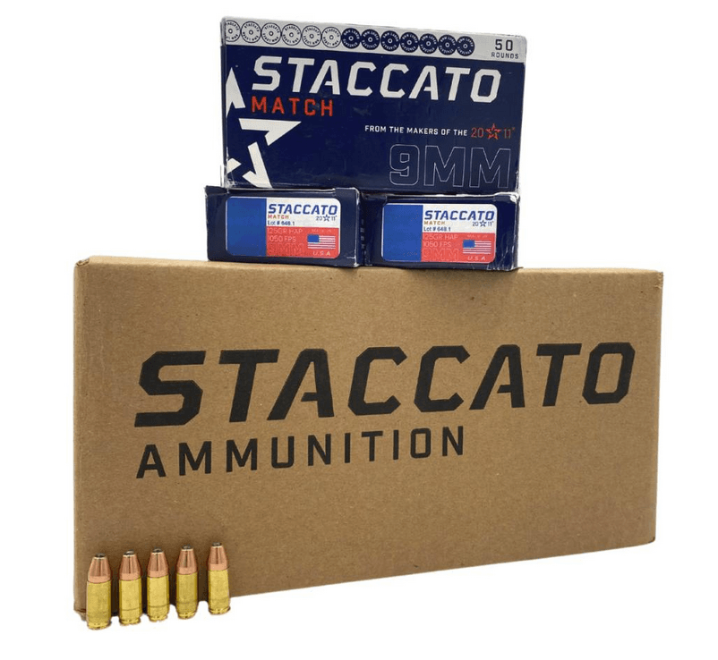 Staccato 9mm Match 136gr OTM Ammunition 1000rd CAS...