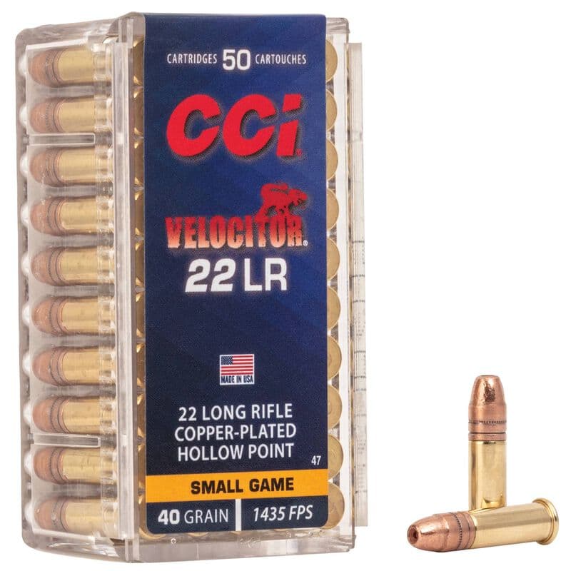 CCI 0047 Velocitor .22 LR 40 GR Copper Plated Hollow Point Cphp 50 RD Box
