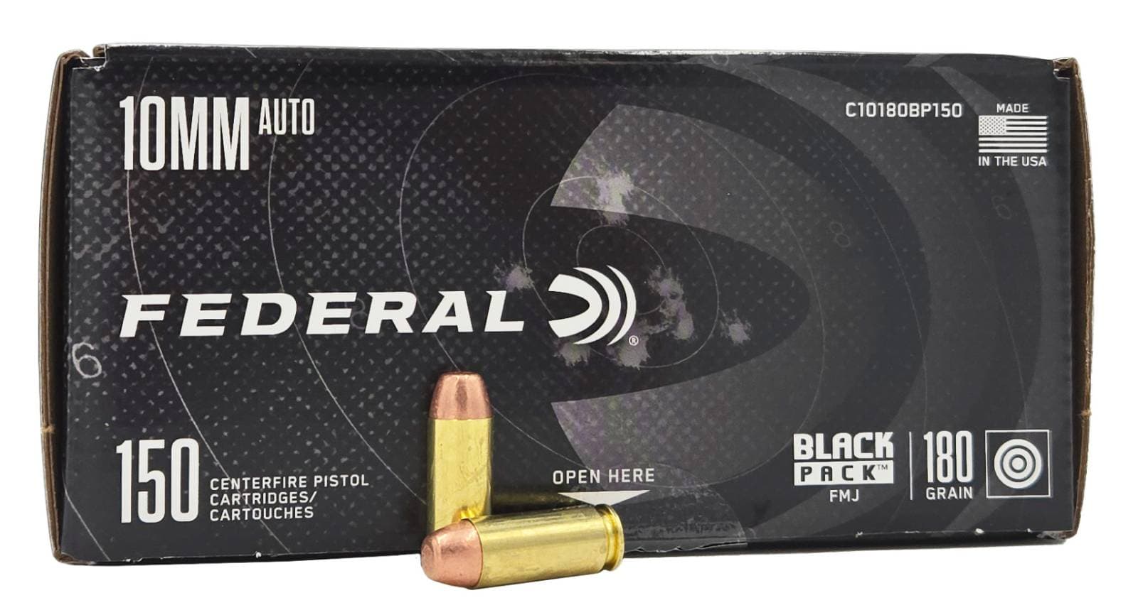 Federal Black Pack 10mm Auto 180 Grain Full Metal Jacket Ammunition 150RD Box