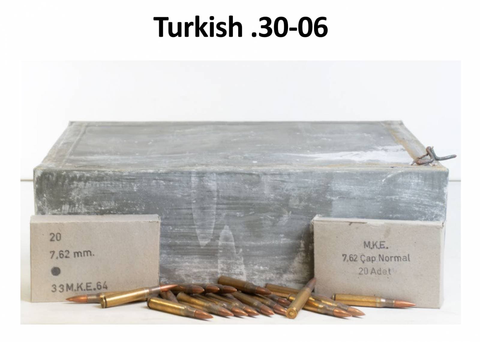 Turkish 30 06 Spgfld 150FMJ Non Corr Boxer 60S Mke Prod 1000RND Tin