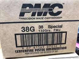 PMC 38G Bronze 38 Special 132 GR Full Metal Jacket FMJ 50 Bx 20 Cs 1