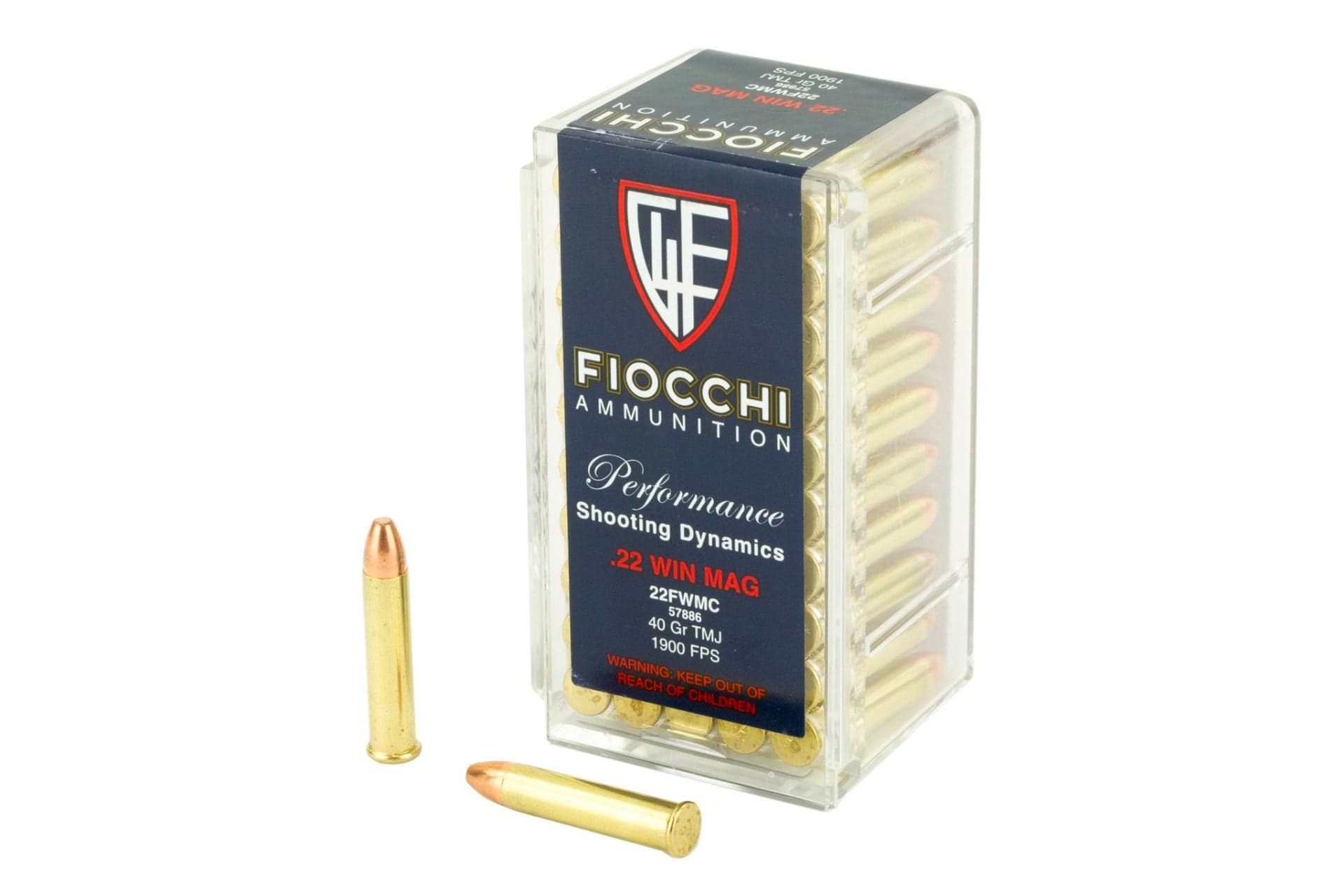 Fiocchi 22 WMR 22FWMC 40 Gr TMJ Ammo Rimfire Ammo - 2000 Rounds
