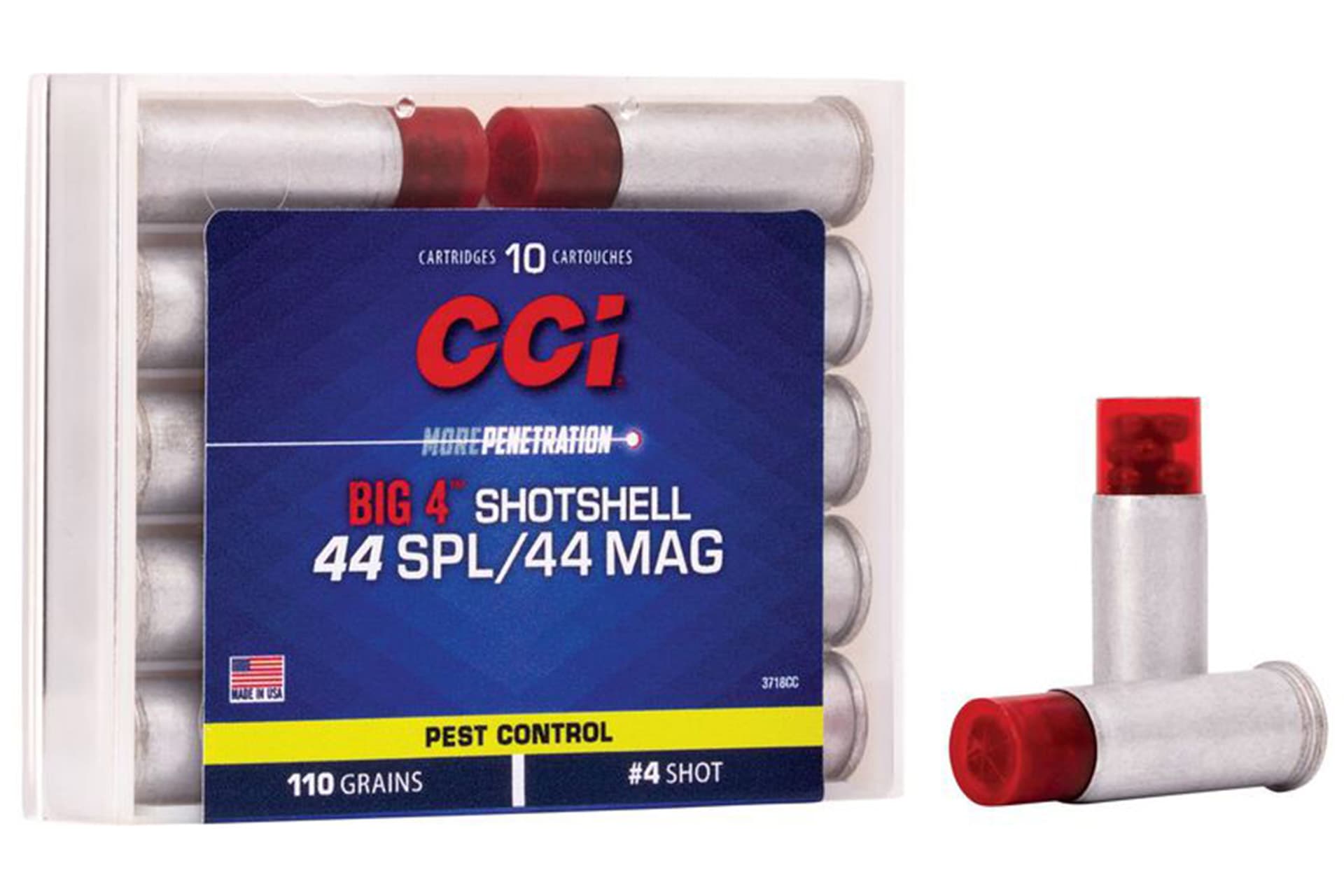 CCI 3718CC Big 4 Shotshell 44 Special/.44 Magnum Ammo 110 Grain #4 Shot - 200 Rd