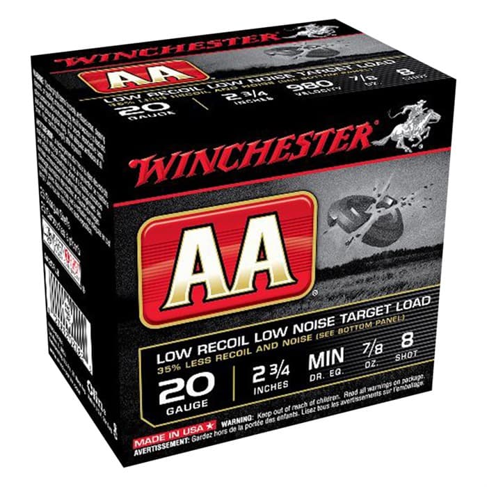 AA Low Recoil Low Noise 20 Ga 2-3/4" 7/8oz #8 Shot 250/Case