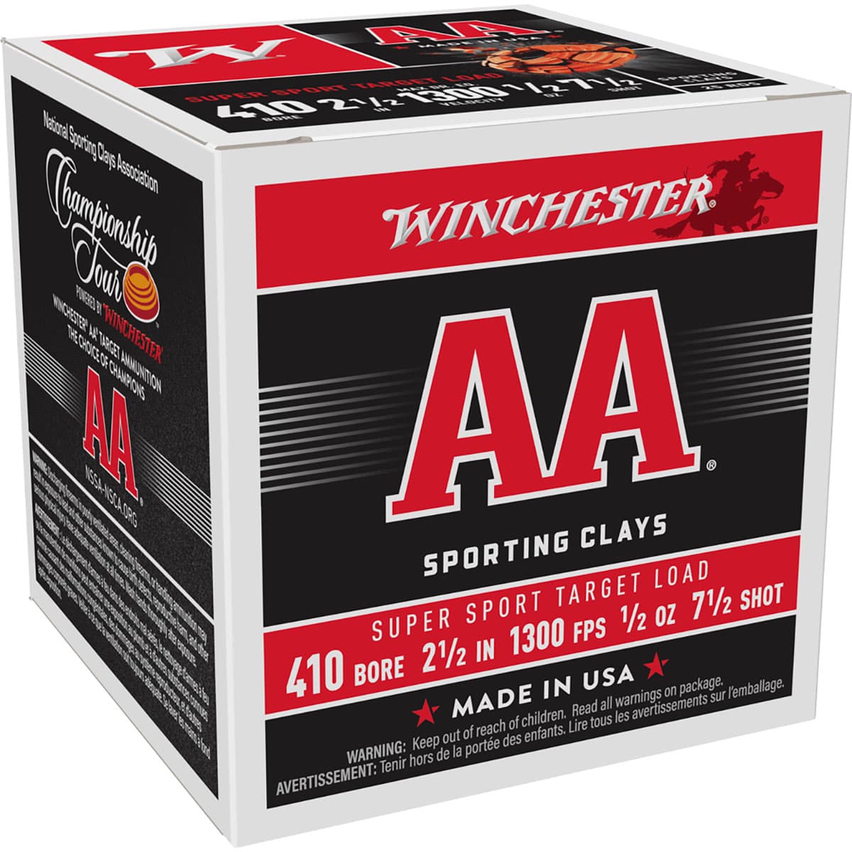 AA Sporting Clays 410 Bore 2-1/2" 1/2 oz #7.5 Shot 250/Case