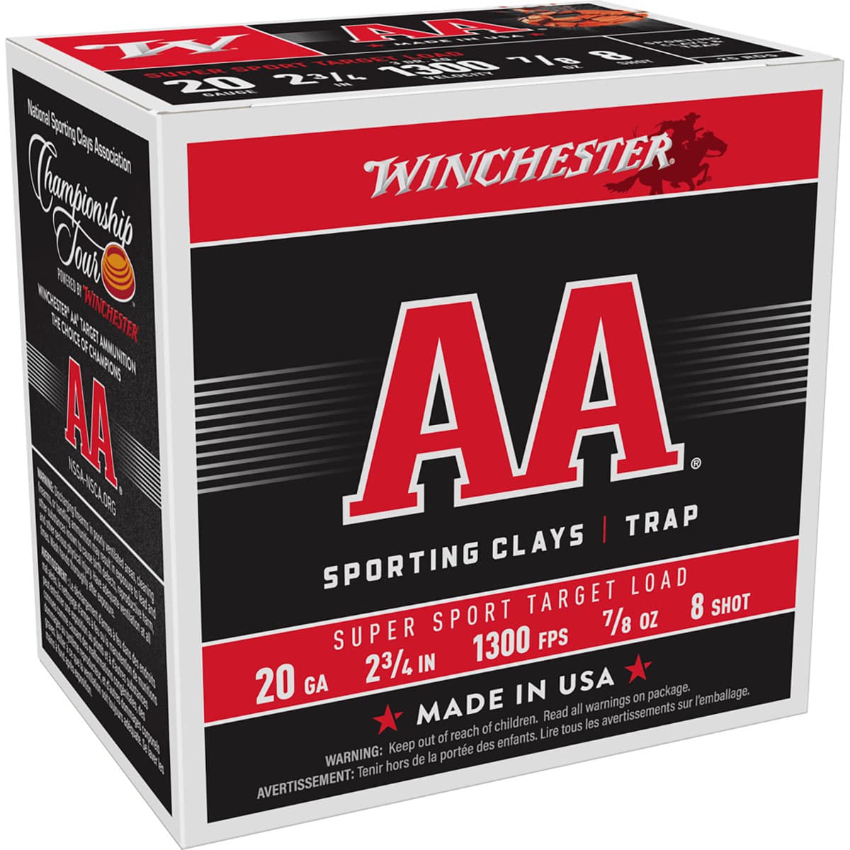 AA Sporting Clays 20 Gauge 2-3/4" 7/8 oz #8 Shot 250/Case