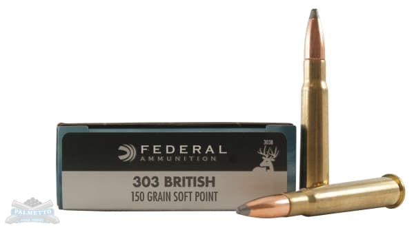 Federal 303B Power Shok 303 British 150 GR Jacketed Soft Point JSP 20 Bx 10 Cs