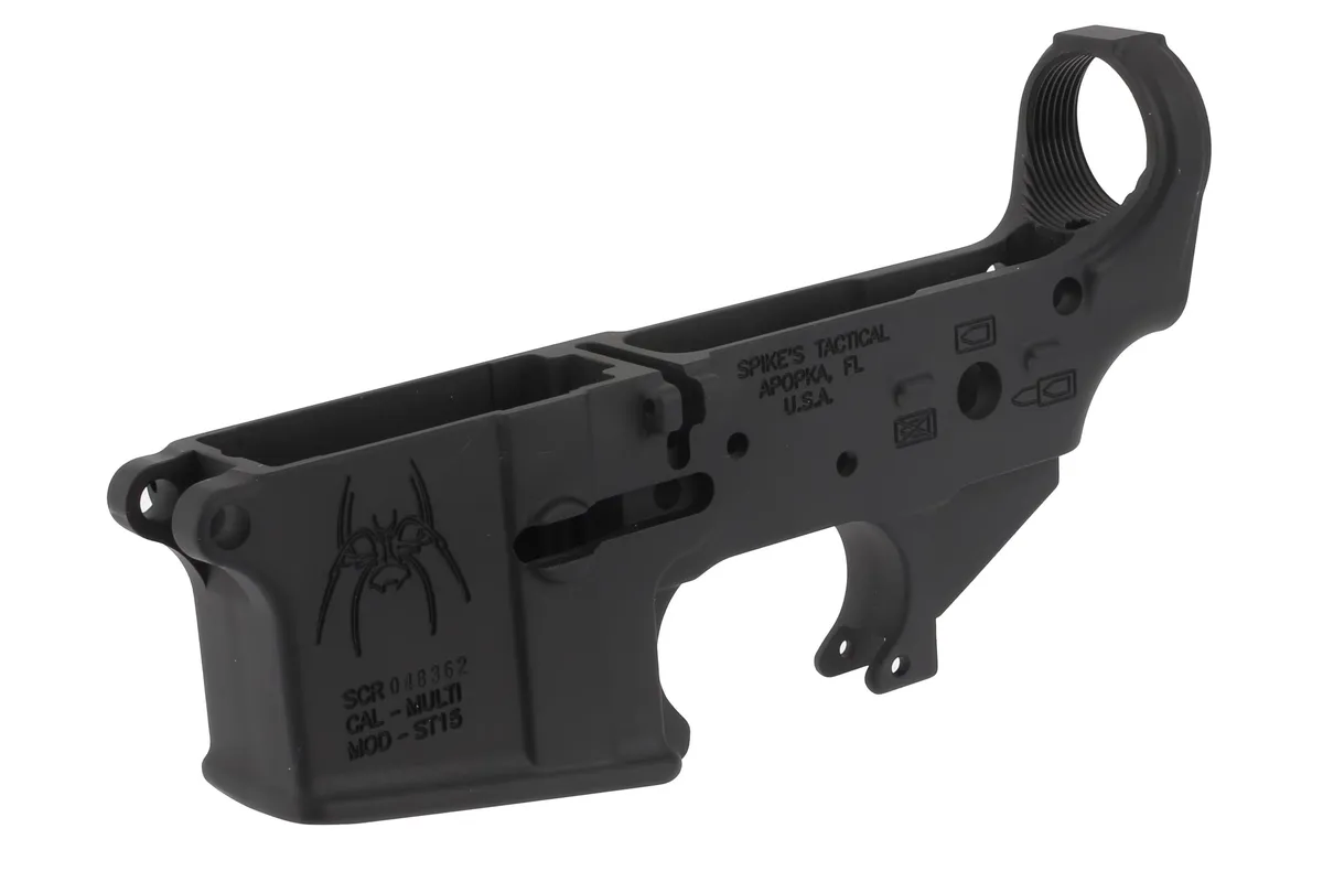 Spike's Tactical Spikes Tactical Forged Stripped Ar-15 Lower - Spider - Bullet Markings - Lower Receiver for AR-15 - view 1