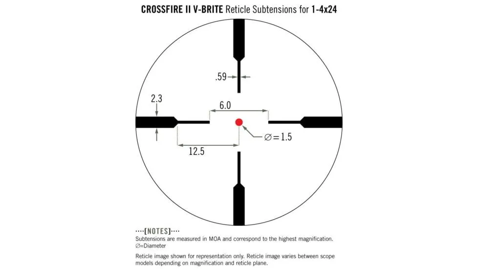 Vortex Optics Crossfire II 1-4x24mm Riflescope - Illuminated V-Brite MOA Reticle - Rifle Scope - view 3