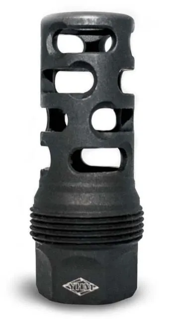 Yankee Hill Machine sRx Short Muzzle Brake - 11/16"-24 tpi, Black Power - YHM-4445-MB-24B - Muzzle Device for AR-15 - view 1