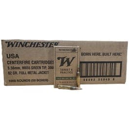 Winchester Ammo Case USA855K Green Tip 5.56x45mm NATO 62 GR., Brass, Boxer, Non-corrosive, Reloadable, Full Metal Jacket - 1000 Round Case