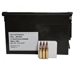 Switzerland Saltech 7.62x51 NATO M80 150 Grain FMJ, Brass, Boxer, Reloadable - 560 Round Ammo Can - SALTECH76251-BULK
