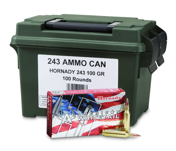 Hornady American Whitetail 243Win BTSP 100gr 100rd Ammo Can - 243AMMOCAN