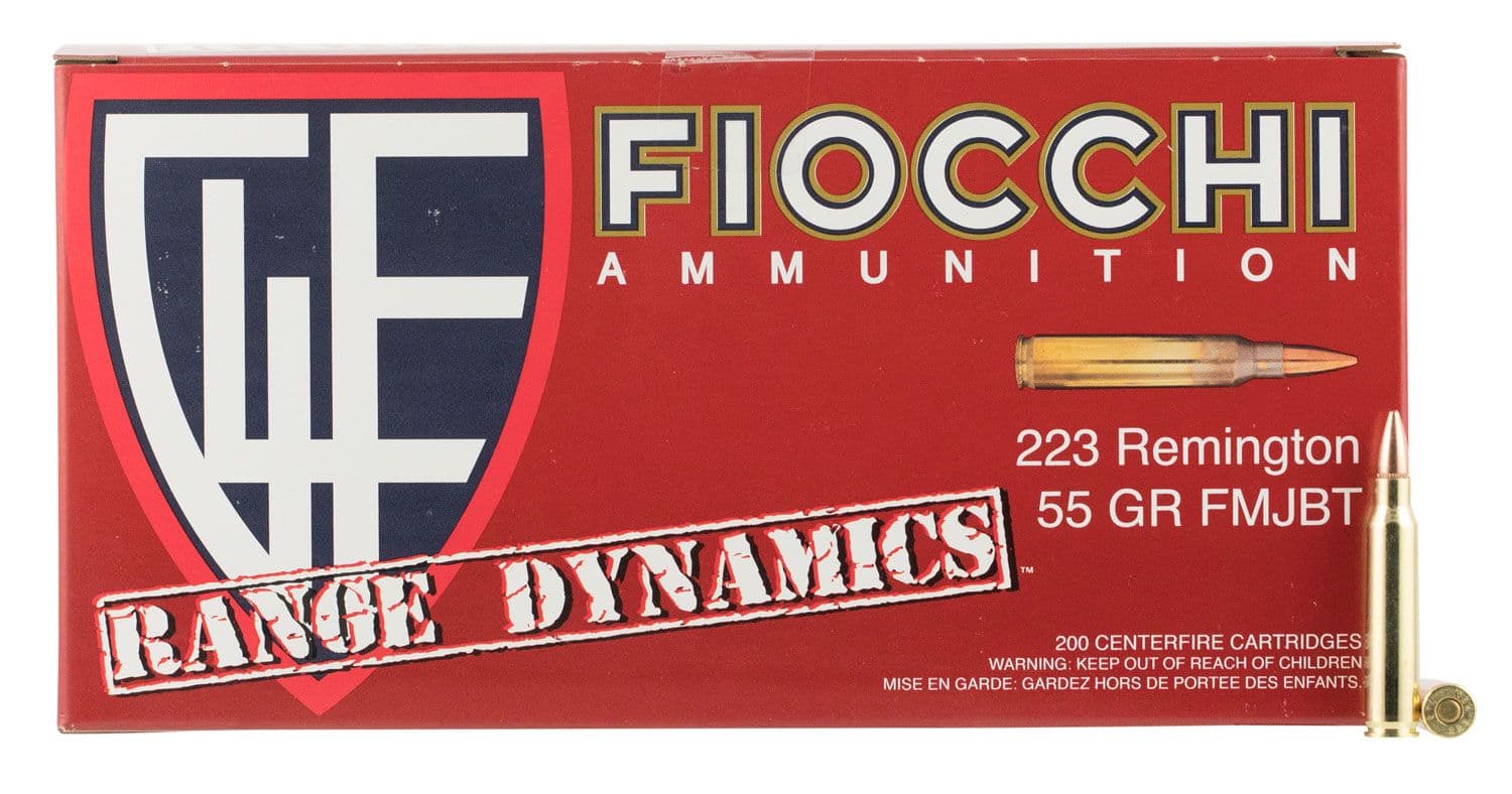 Fiocchi Range Dynamics 55 gr Full Metal Jacket Boat Tail .223 Rem Ammo, 1000 Rounds - 223ARD