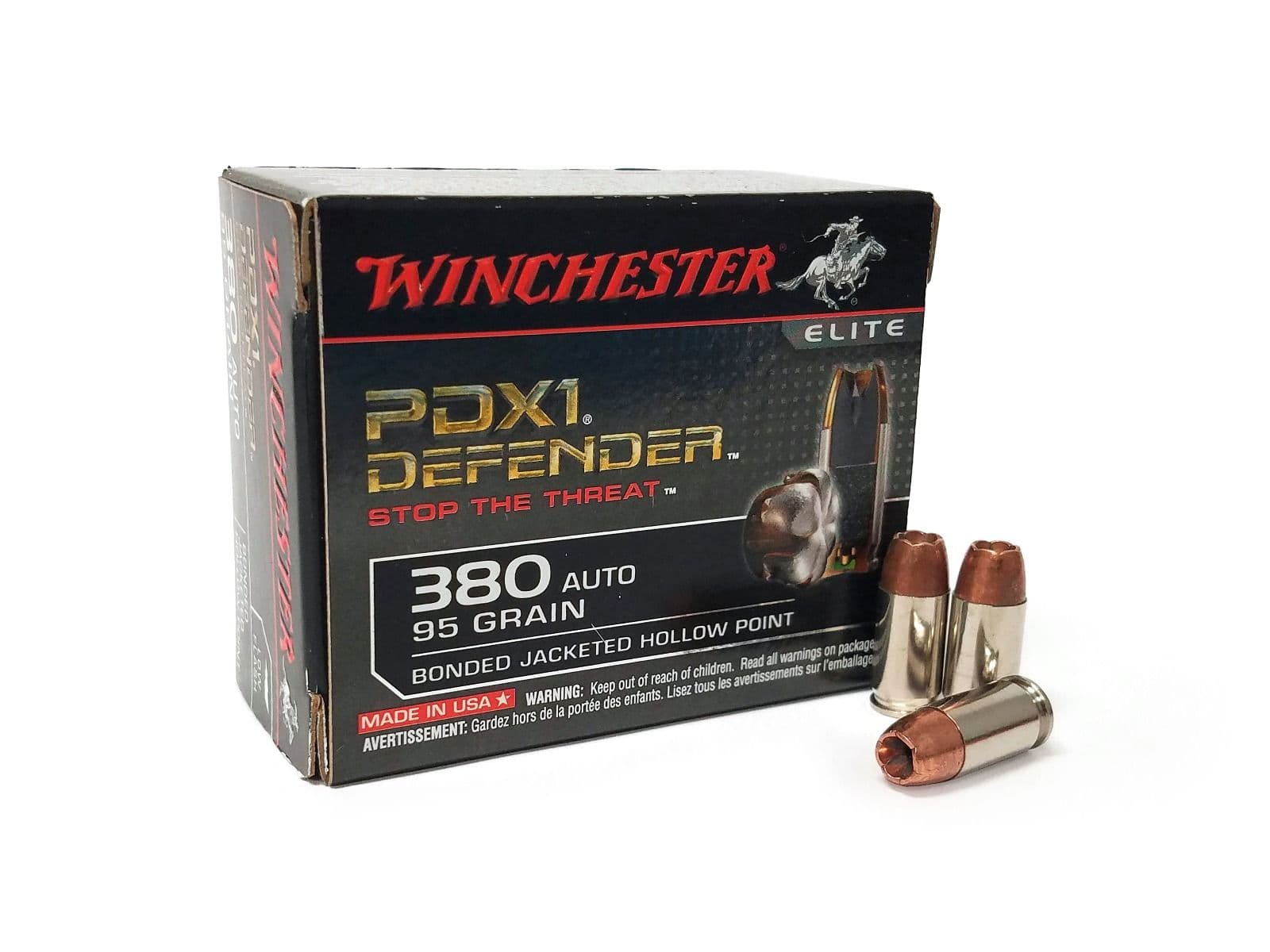 Winchester .380 ACP 95 Grain PDX1 Defender JHP Case S380PDB-CASE