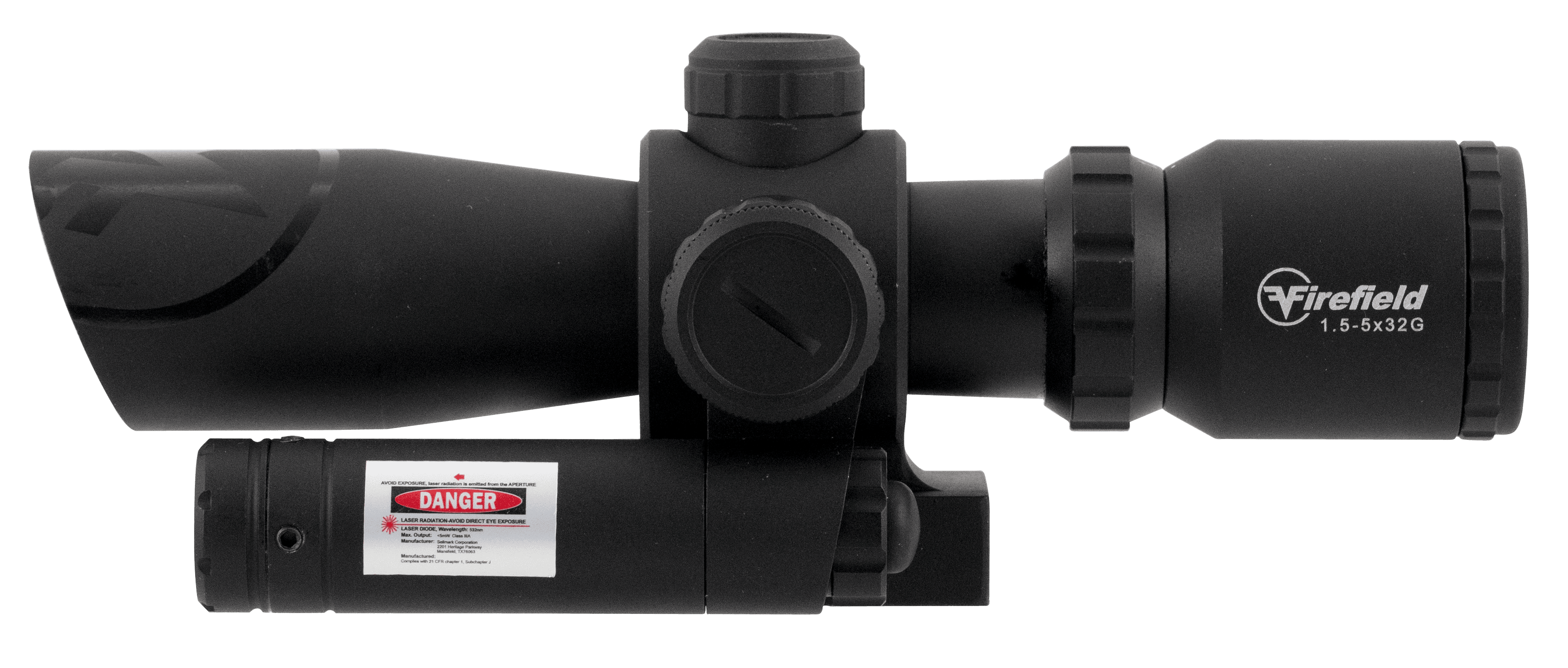 Firefield 1.5-5x32mm Illuminated Mil-Dot (SPF) Barrage Rifle Scope w/ Green Laser - FF13063