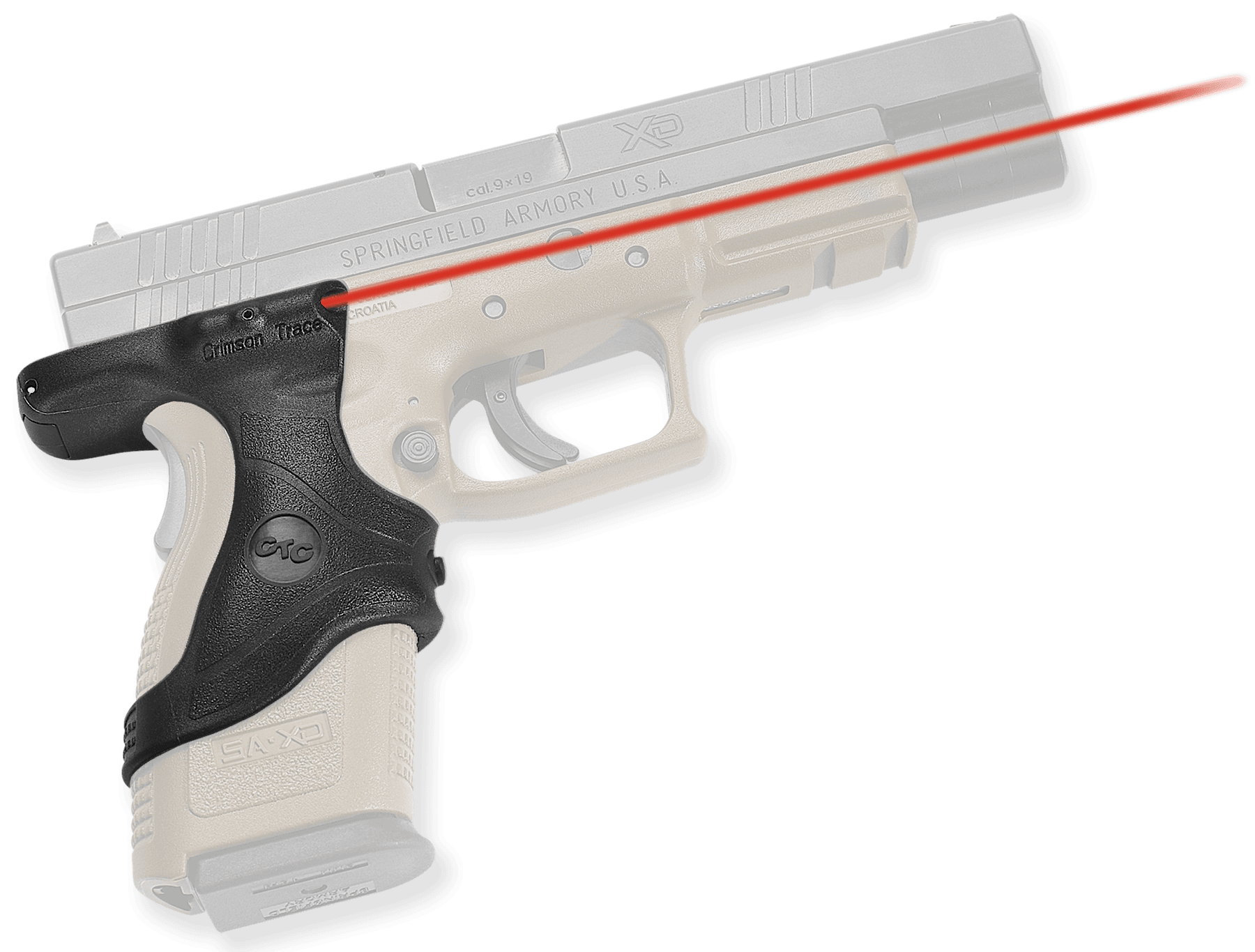 Crimson Trace Front Activation Laser Grip for Springfield Armory XD9 and XD40 Pistols, Black - LG-446
